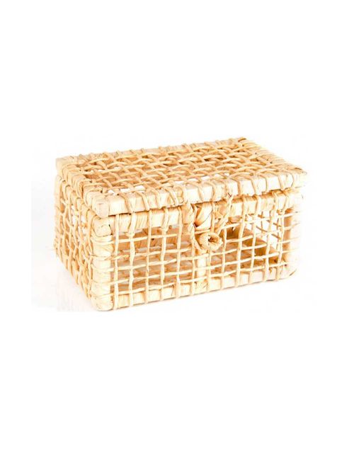 Baú Palha Vazado Retangular N.2 19x26x15cm