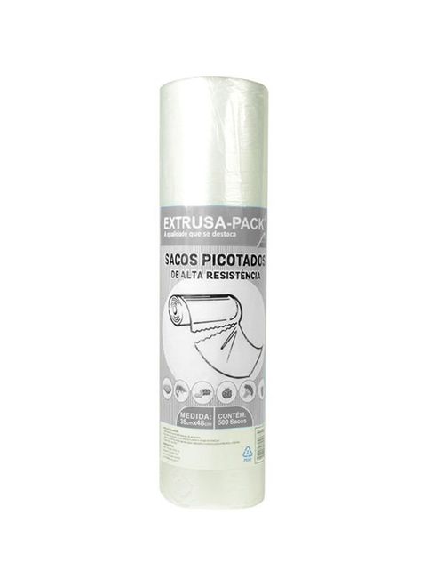 Bobina de Saco Transparente Picotado 35x43cm c/500 - Extrusa