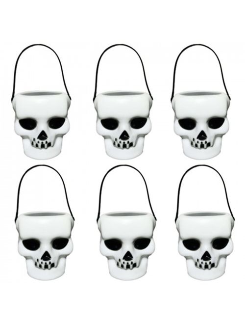 Halloween Enfeite Mini Balde Caveira Ref.H025 c/6