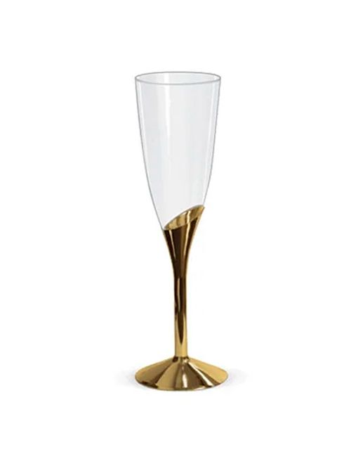 Taça Champagne Base Dourada c/6 - Silver Plastic