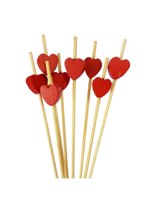 Picks Bambu Coração Vermelho Ref.HA010 c/20 - Silver Festas