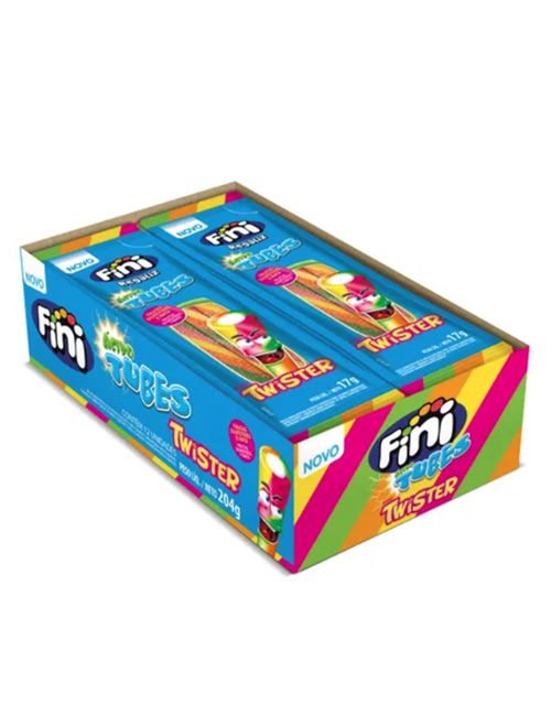 Mini Bala de Gelatina Tubes Twister Cítrico c/12 - Fini
