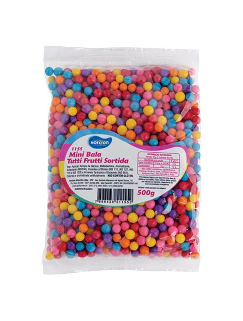 Mini Bala Colorida Tutti Frutti 500g - Horizon