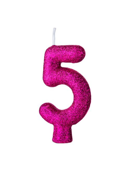 Vela de Aniversário Cintilante Pink Nº 5 - Regina