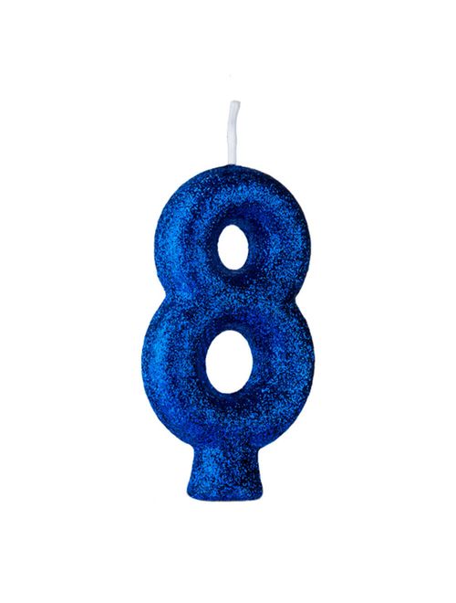 Vela de Aniversário Cintilante Azul Nº 8 - Regina