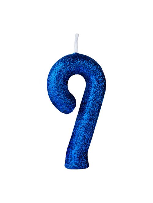 Vela de Aniversário Cintilante Azul Nº 9 - Regina