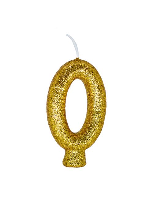 Vela de Aniversário Cintilante Dourado Nº 0 - Regina