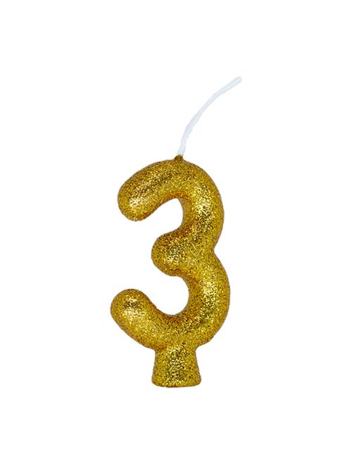 Vela de Aniversário Cintilante Dourado Nº 3 - Regina