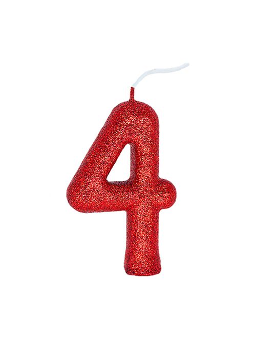 Vela de Aniversário Cintilante Vermelho Nº 4- Regina