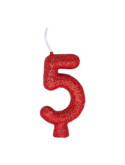 Vela de Aniversário Cintilante Vermelho Nº 5 - Regina