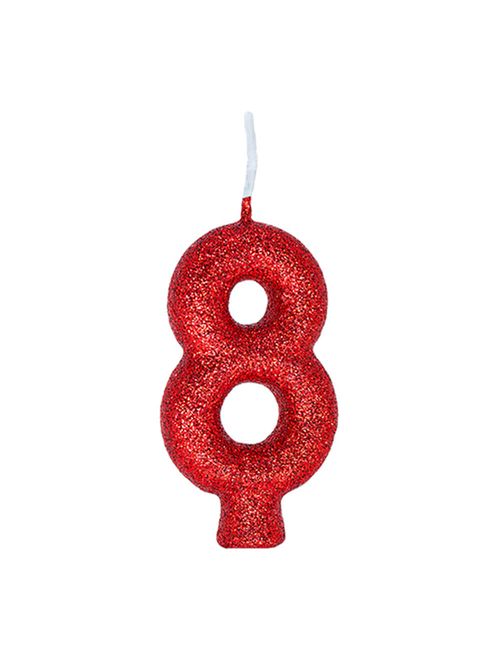 Vela de Aniversário Cintilante Vermelho Nº 8 - Regina