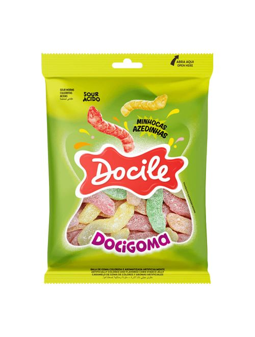 Bala de Goma Docigoma Minhocas Cítricas 190g - Docile