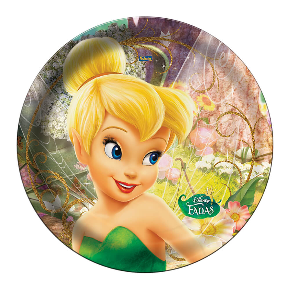 Encontraproduto.com.br - Fadas Disney Prato Redondo c/8 - Festcolor