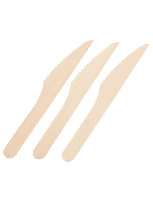 Faca Refeição Madeira Biodegradável c/10 - Silver Plastic