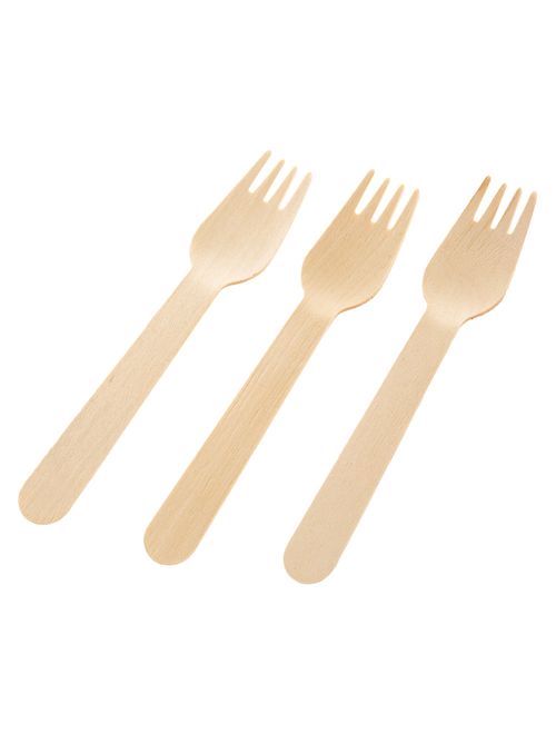 Garfo Refeição Madeira Biodegradável c/10 - Silver Plastic