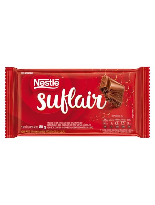 Tablete Chocolate Suflair Ao Leite 80g - Nestlé