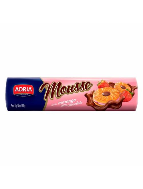 Biscoito Recheado Mousse Morango e Chocolate 130g - Adria