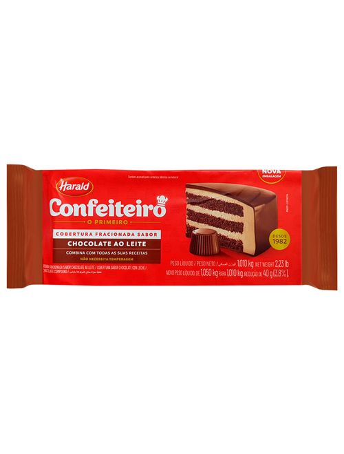 Barra de Chocolate Fracionado Confeiteiro Ao Leite 1,010kg - Harald