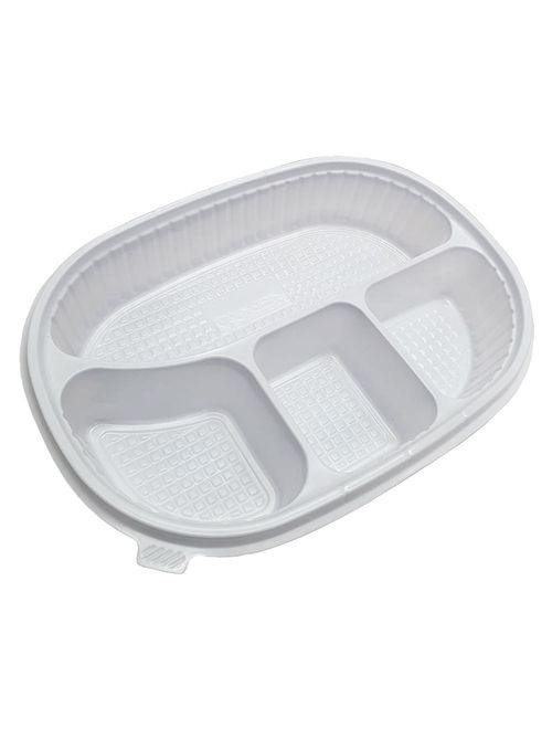 Bandeja Refeição com Tampa 4 Divisões c/10 - Festa Fácil