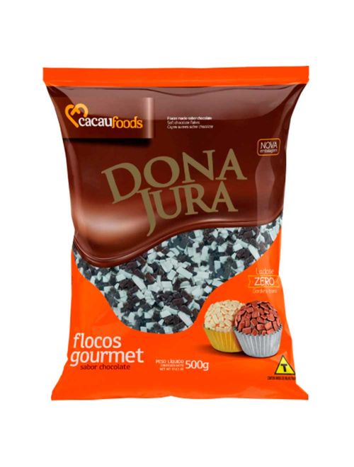 Flocos de Chocolate Macio Mesclado Dona Jura 500g - Cacau Foods