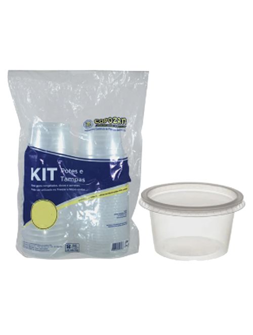 Pote Plástico Redondo Transparente Freezer/Microondas 250ml c/25 - Copozan