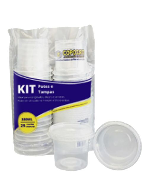 Pote Plástico Redondo Transparente Freezer/Microondas 380ml c/25 - Copozan