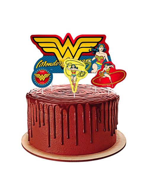 Mulher Maravilha Topo de Bolo c/4 - Festcolor