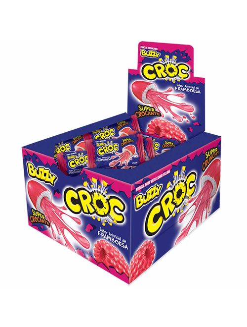 Chiclete Buzzy Recheado Croc Framboesa c/40 - Riclan