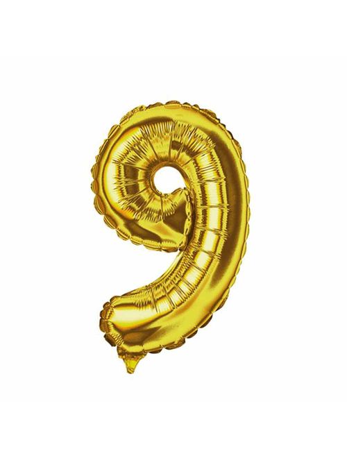 Balão Metalizado 16" / 40cm Ouro Número 9 - Golden