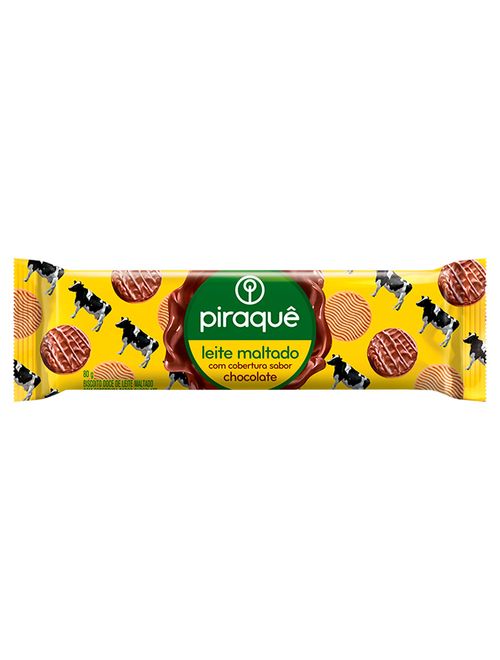 Biscoito Leite Maltado Cobertura Chocolate 80g - Piraquê