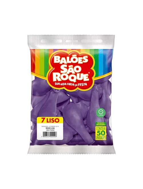 Balão Roxo Uva Tamanho 7 c/50 - São Roque