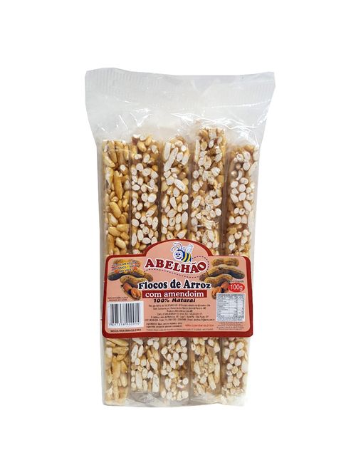 Flocos de Arroz Caramelizado Amendoim 5X20g - Abelhão