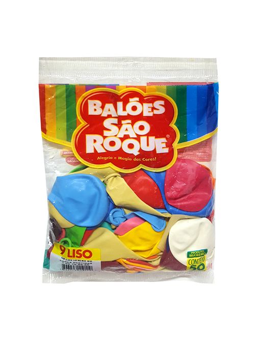 Balão Cores Sortidas Tamanho 9 c/50 - São Roque