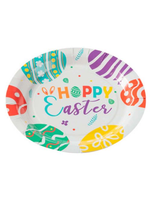 Prato Redondo Papel Happy Easter 18cm c/10 - Silver Festas