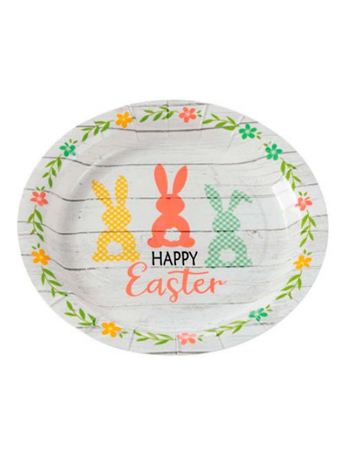 Prato Redondo Papel Coelhinhos 18cm c/10 - Silver Festas