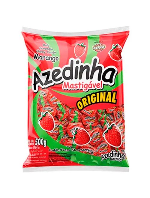Bala Mastigável Azedinha Morango Ice Kiss 500g - Cory