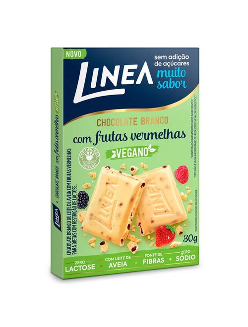 Chocolate Branco com Frutas Vermelhas Zero Açúcar Vegano 30g - Linea