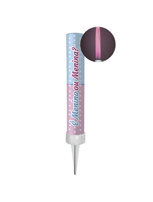 Vela Vulcão Chá Revelação Chama Rosa Unidade - Silver Festas