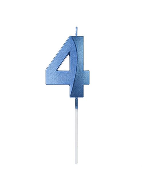 Vela de Aniversário Design Perolizada Azul Nº 4 - Silver Festas