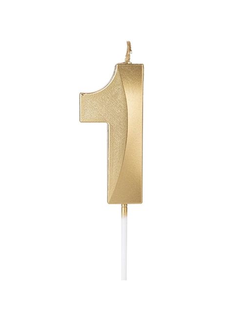 Vela de Aniversário Design Perolizada Dourada Nº 1 - Silver Festas
