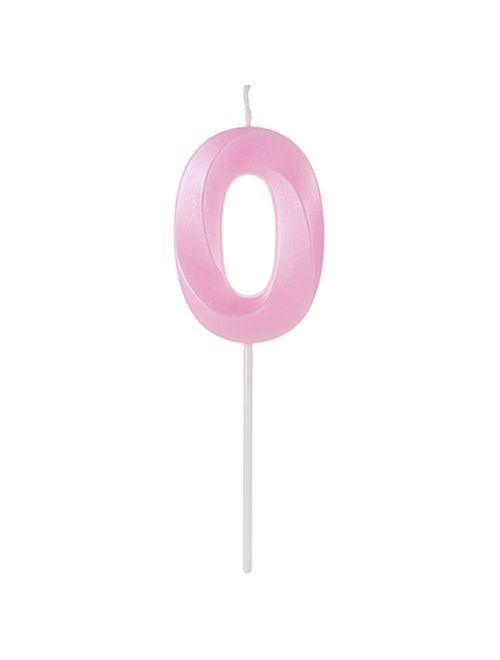 Vela de Aniversário Design Perolizada Rosa Nº 0 - Silver Festas