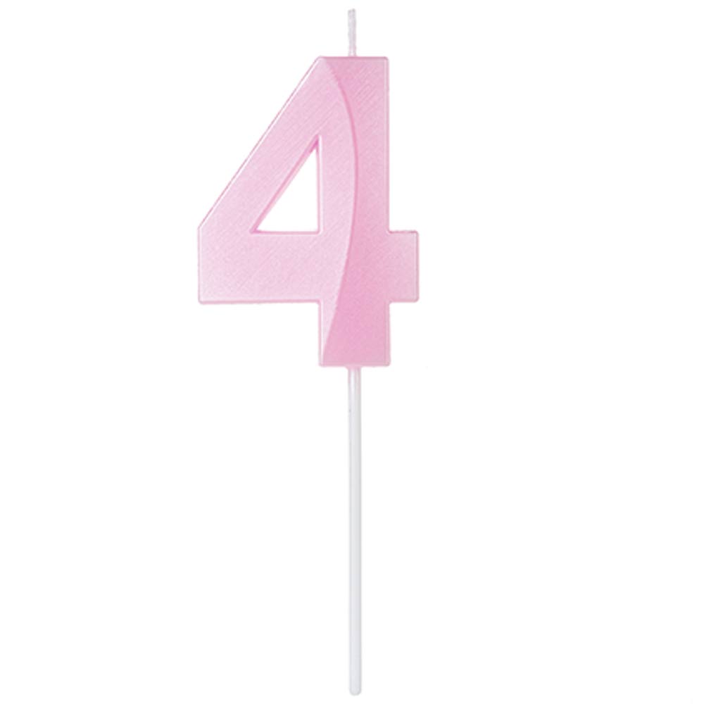 Encontraproduto.com.br - Vela de Aniversário Design Perolizada Rosa Nº 4 - Silver Festas