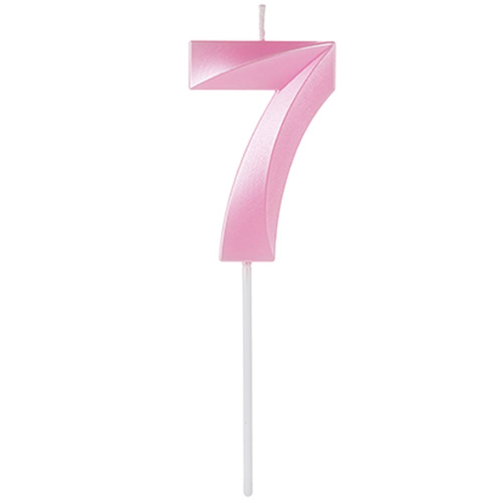 Encontraproduto.com.br - Vela de Aniversário Design Perolizada Rosa Nº 7 - Silver Festas