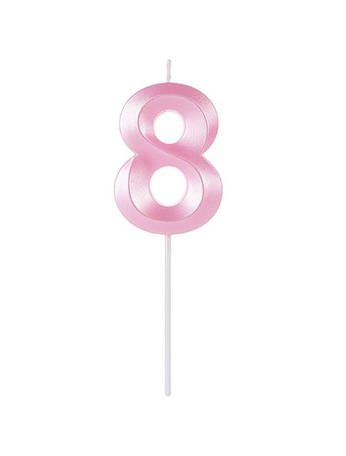 Vela de Aniversário Design Perolizada Rosa Nº 8 - Silver Festas