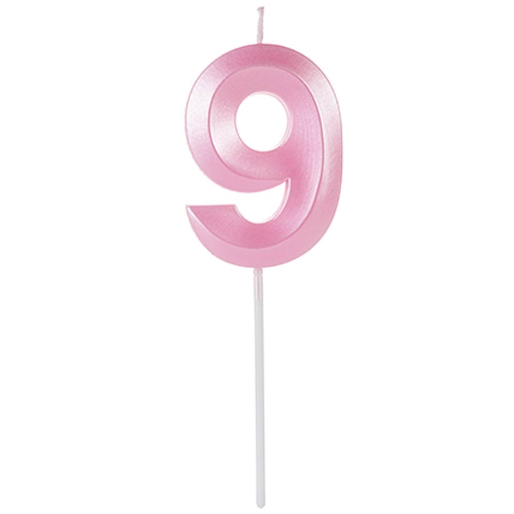 Encontraproduto.com.br - Vela de Aniversário Design Perolizada Rosa Nº 9 - Silver Festas