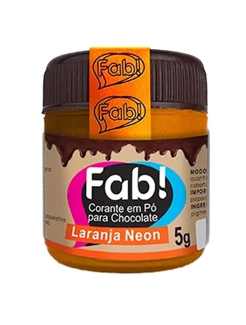 Corante em Pó Neon Laranja para Chocolate 5g - Fab