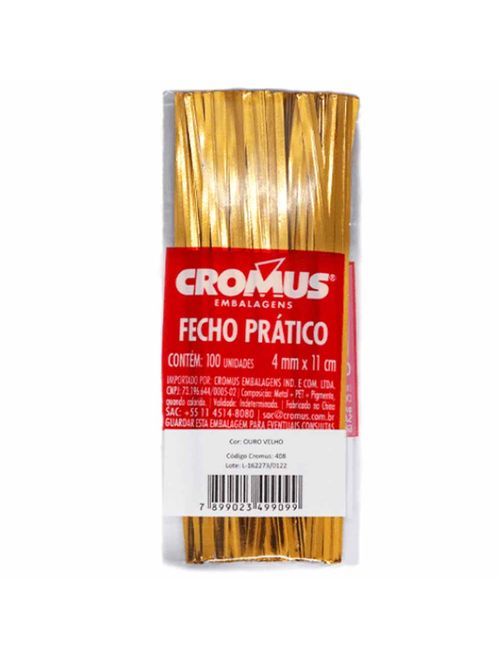 Fecho Prático Ouro Velho 4mmx11cm c/100 - Cromus