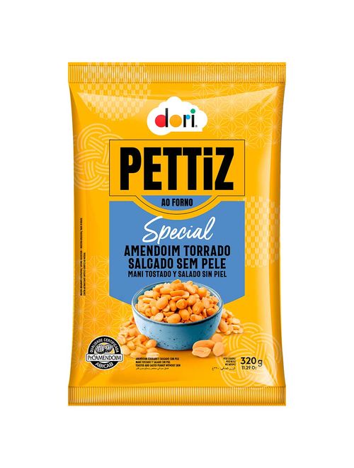 Amendoim Torrado Salgado Sem Pele Pettiz 320g - Dori
