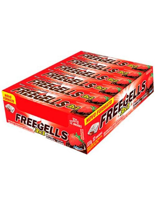 Drops Freegells Choc Morango Cristais c/12 - Riclan