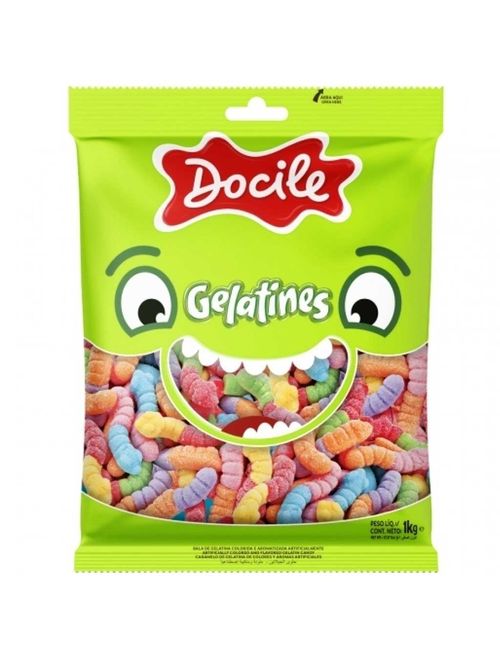 Bala de Gelatina Minhocas Ácidas 1kg - Docile